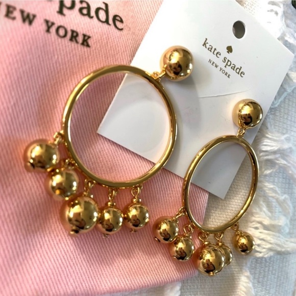 Kate Spade Bauble Gold Hoop Earrings BNWT - Picture 6 of 9